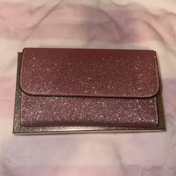 NWT Kate Spade Pink Glitter Wallet Wristlet - Picture 2 of 4
